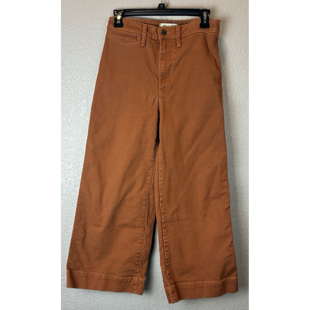 Madewell Emmett Wide Leg Crop Pants 27 Burnt Sienna High Rise Welt Pocket
